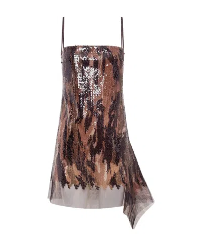 Dion Lee Horizon Sequin-embellished Mini Dress In Brown