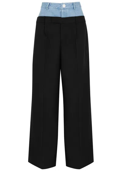 Dion Lee Hybrid Wool And Denim Trousers In Black