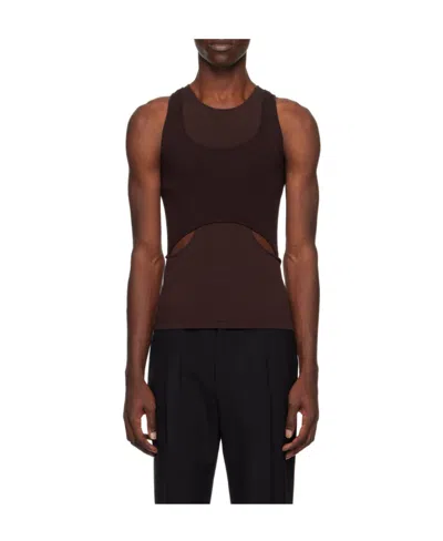 Dion Lee Burgundy Interlink Tank Top In Umber
