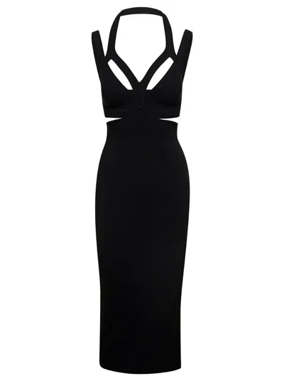 DION LEE 'INTERLINK' MIDI BLACK DRESS WITH CUT-OUT DETAIL IN VISCOSE BLEND WOMAN