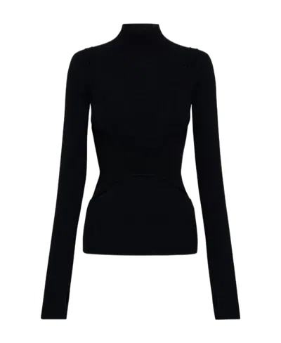 Dion Lee Interlink Skivvy Cut-out Sweater In Black