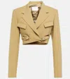 Dion Lee Interlock Belted Cropped Blazer In Khaki