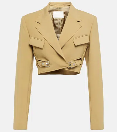 Dion Lee Interlock Belted Cropped Blazer In Khaki