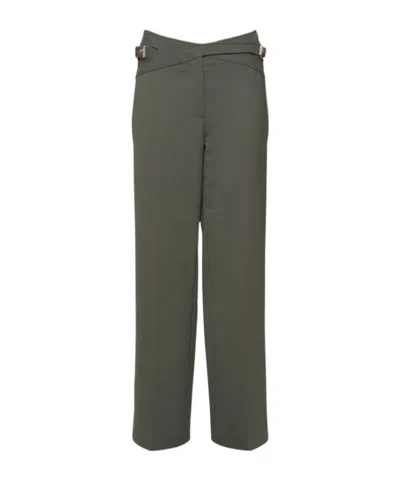 Dion Lee Interlock Compact Wool Blend Wide Pants In Green
