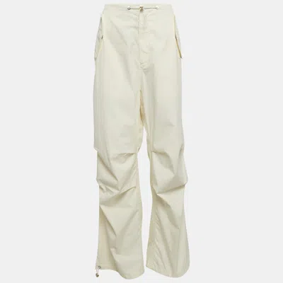 Pre-owned Dion Lee Ivory White Cotton Blend Toggle Parachute Pants S