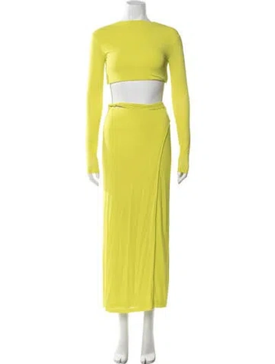 Pre-owned Dion Lee Jersey Braided Accents Skirt Set In Green