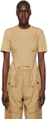 Dion Lee Khaki Combat Corset Tank Top In Khaki