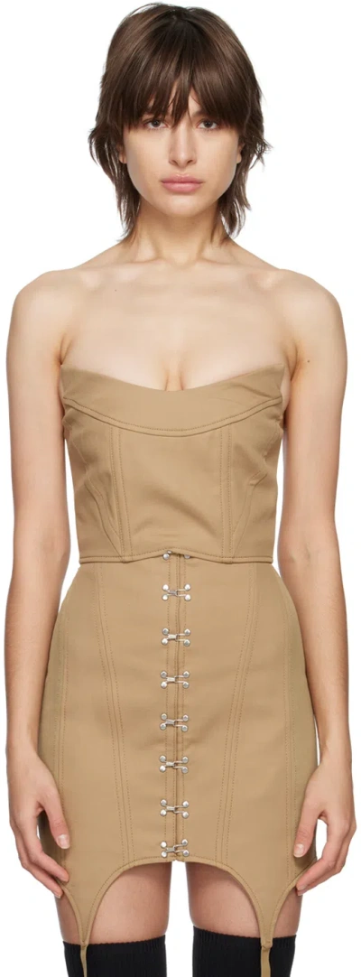 Dion Lee Khaki Convex Bustier In Brown