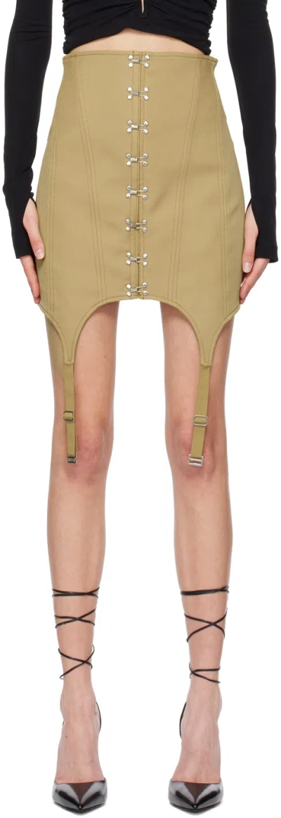 Dion Lee High-rise Cotton Miniskirt In Khaki