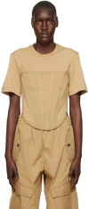 Dion Lee Khaki Corset T-shirt In Khaki