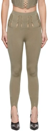 Dion Lee Khaki Double Stirrup Leggings In Stone