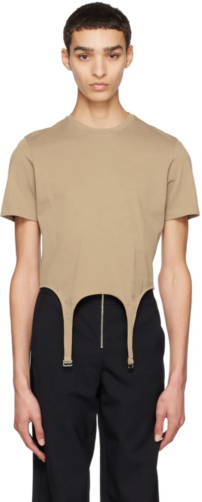 Dion Lee Organic Cotton Garter T-shirt In Khaki