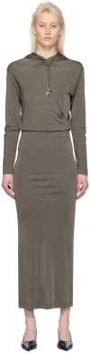 Dion Lee Khaki Gathered Maxi Dress In Mercury