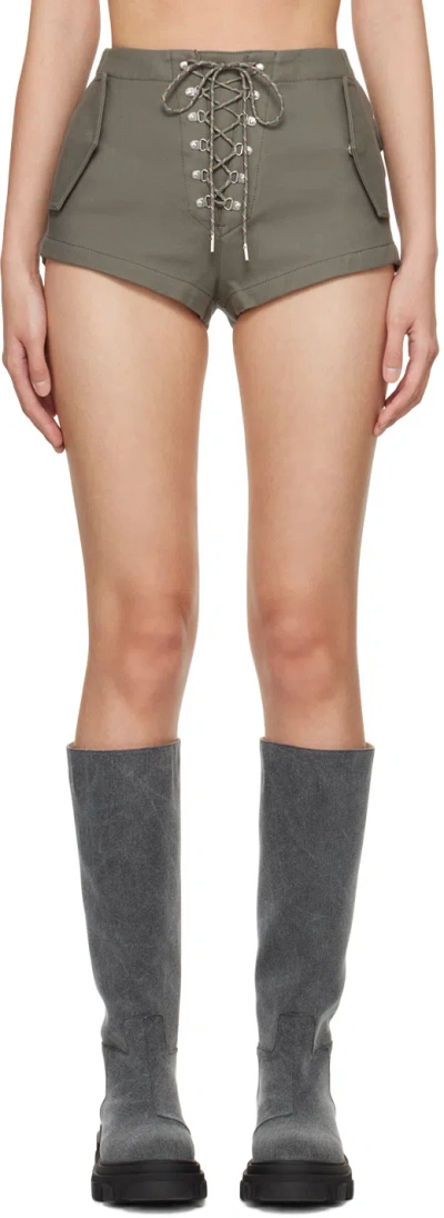 Dion Lee Khaki Hiking Parachute Shorts In Grey