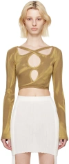 Dion Lee Khaki Interlink Long Sleeve T-shirt In Washed Sahara