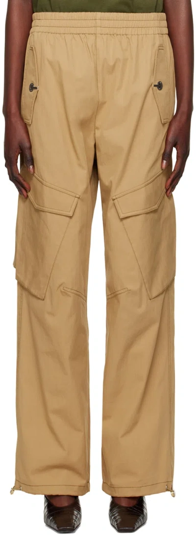 Dion Lee Khaki Latch Trousers In Green