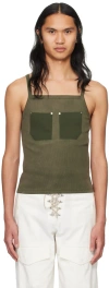 Dion Lee Khaki Rivet Pocket Tank Top In Washed Mercury