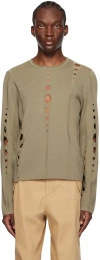 Dion Lee Khaki Snake Diamond Sweater In Sage