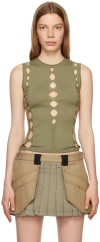 Dion Lee Khaki Snake Diamond Tank Top In Sage