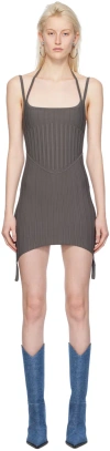 Dion Lee Khaki Ventral Compact Corset Minidress In Mercury