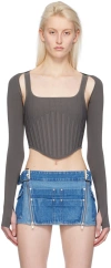 Dion Lee Khaki Ventral Compact Corset Top In Mercury