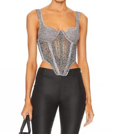 Dion Lee Knit Crochet Corset Top In Marble Black In Gray