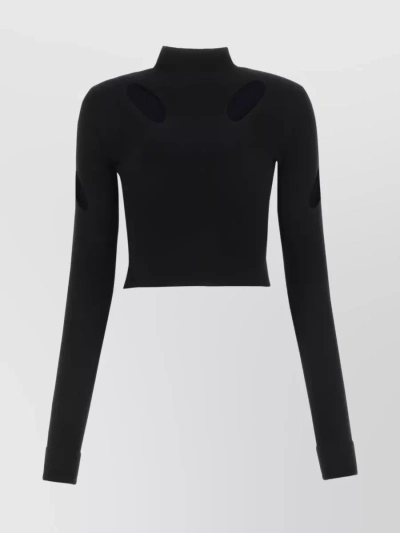 DION LEE KNIT CUT-OUT CROP WITH ROUND NECK