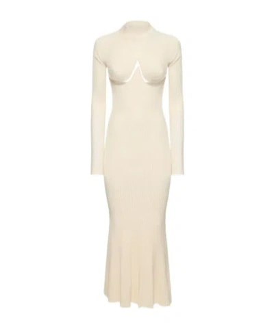 Dion Lee Knitted Long-sleeved Dress In Neutral