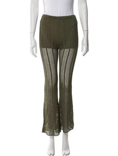 Pre-owned Dion Lee Lace Pattern Crochet Trim Sweatpants In Green