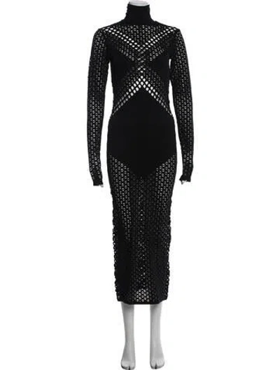 Pre-owned Dion Lee Lace Pattern Long Dress In Blue