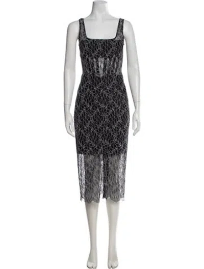 Pre-owned Dion Lee Lace Pattern Midi Length Dress In Black