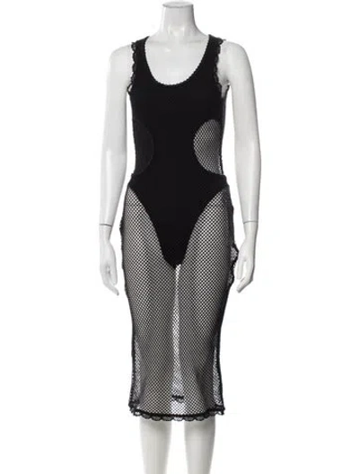 Pre-owned Dion Lee Lace Pattern Midi Length Dress W/ Tags In Black