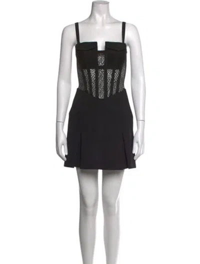 Pre-owned Dion Lee Lace Pattern Mini Dress In Black