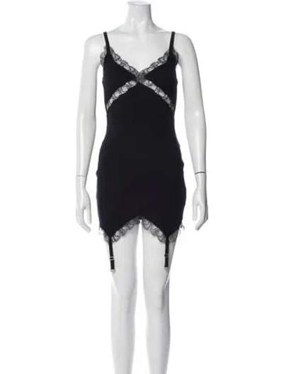 Pre-owned Dion Lee Lace Pattern Mini Dress In Blue