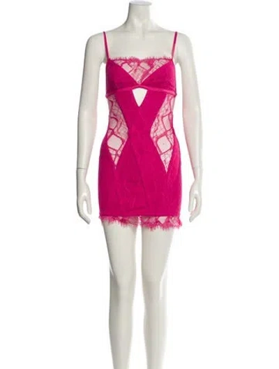 Pre-owned Dion Lee Lace Pattern Mini Dress In Pink