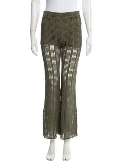 Pre-owned Dion Lee Lace Pattern Wide Leg Pants In Green