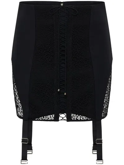 Dion Lee Lace-up Corset-style Miniskirt In Black