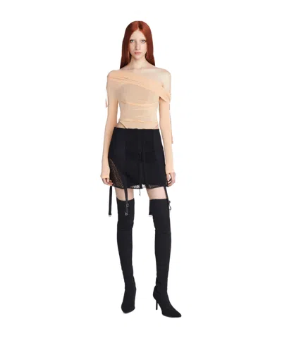 Dion Lee Lace-up Corset-style Miniskirt In Black