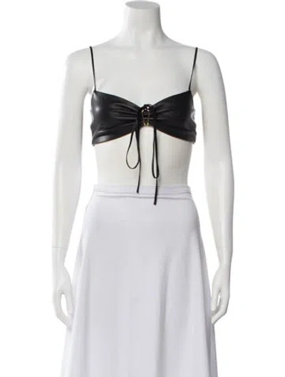 Pre-owned Dion Lee Lamb Leather V-neck Crop Top In Neutral