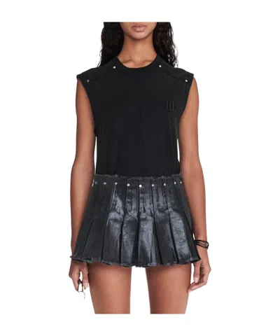 Dion Lee Laminated Pleated Mini Skirt In Black