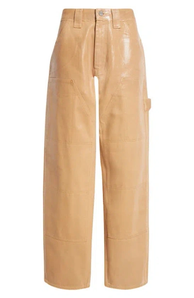 Dion Lee Laminated Wide Leg Carpenter Jeans In Timber