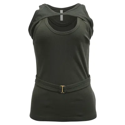 Dion Lee Layered Ribbed-knit Tank Top In Olive Cotton In Green