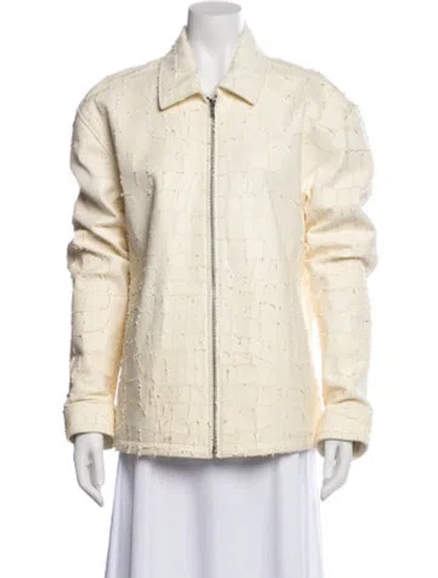 Pre-owned Dion Lee Leather Tweed Pattern Jacket In Neutral