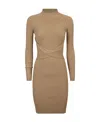 Dion Lee Twist-detail Ribbed-knit Minidress In Brown