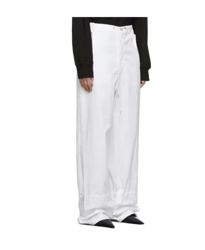 Dion Lee Logo Straight Wide-leg Casual Pants In White