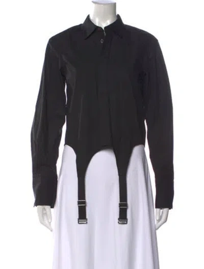 Pre-owned Dion Lee Long Sleeve Button-up Top In Black/grey