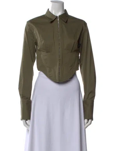 Pre-owned Dion Lee Long Sleeve Button-up Top In Green