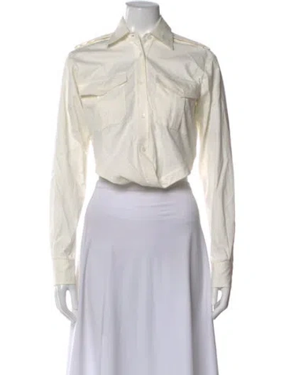 Pre-owned Dion Lee Long Sleeve Button-up Top In Neutral