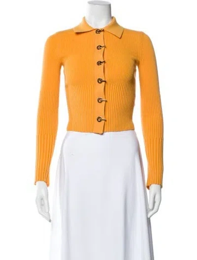 Pre-owned Dion Lee Long Sleeve Button-up Top In Orange