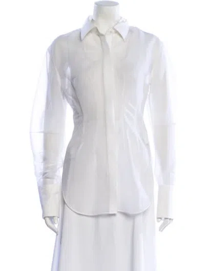 Pre-owned Dion Lee Long Sleeve Button-up Top In White